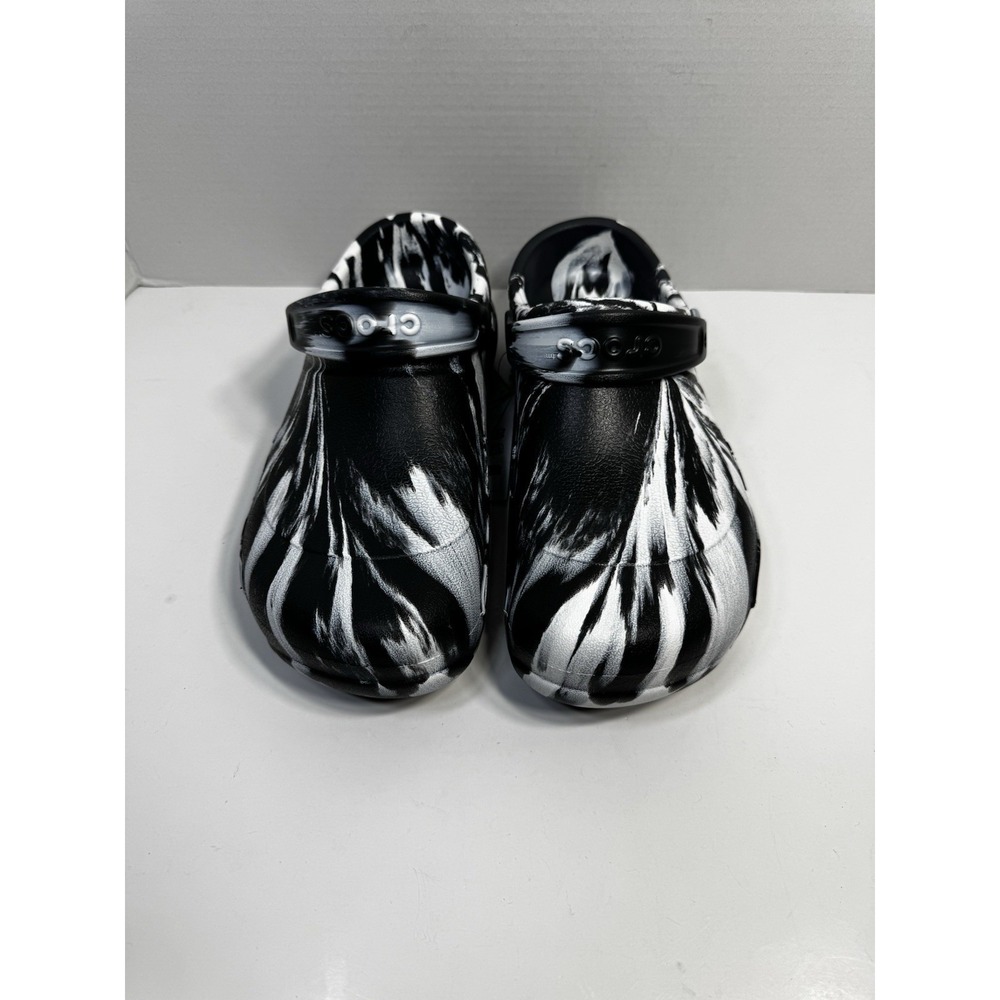 Crocs Classic Marbled Mens Clogs Size 7 Women 9‎  White Black Unisex Slip On